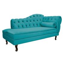 Divã Recamier Sofá Juliana 160cm Lado Esquerdo Suede Azul Turquesa - AM Decor