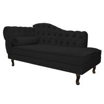 Divã Recamier Sofá Juliana 185cm Lado Direito Sintético Preto - AM Decor