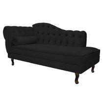 Divã Recamier Sofá Juliana 185cm Lado Direito Sintético Preto - AM Decor