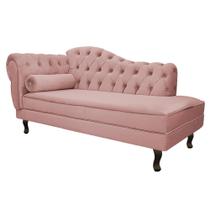 Divã Recamier Sofá Juliana 185cm Lado Direito Suede Rose - AM Decor