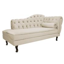 Divã Recamier Sofá Juliana 185cm Lado Esquerdo Sintético Bege - AM Decor