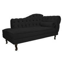 Divã Recamier Sofá Juliana 185cm Lado Esquerdo Sintético Preto - AM Decor