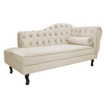 Divã Recamier Sofá Juliana 185cm Lado Esquerdo Suede Bege - AM Decor