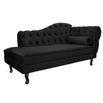 Divã Recamier Sofá Juliana 185cm Lado Esquerdo Suede Preto - AM Decor