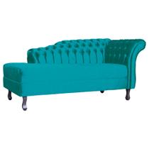 Divã RECAMIER STYLOS Lado Esquerdo Suede Azul Turquesa - MALTA DECOR