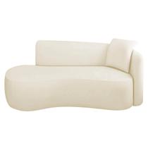 Divã Recamier Suíça Curvo Sala Recepção 150cm Lado Esquerdo Bouclé