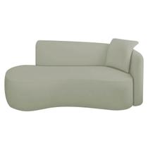 Divã Recamier Suíça Curvo Sala Recepção 150cm Lado Esquerdo Bouclé