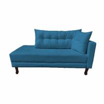 Divã Recamier Troya 1,40 Cm Lado Direito Suede Azul Marinho