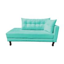 Divã Recamier Troya 1,60 Cm Lado Direito Suede Azul Tiffany