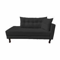Divã Recamier Troya 2,00 Cm Lado Direito Suede Preto