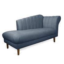 Divã Recife Suede Azul Marinho 165 cm Pés Chanfrado Castanho M11 - D'Rossi Divã Recife Suede Azul Marinho 165 cm Pés Chanfrado Castanho M11 - D'Rossi