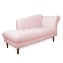 Divã Recife Suede Rosa Bebê 165 cm Pés Chanfrado Castanho M11 - D'Rossi Divã Recife Suede Rosa Bebê 165 cm Pés Chanfrado Castanho M11 - D'Rossi