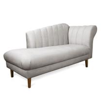 Divã Recife Veludo Cinza 165 cm Pés Chanfrado Castanho M11 - D'Rossi