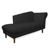 Divã Recife Veludo Preto 165 cm Pés Chanfrado Castanho M11 - D'Rossi Divã Recife Veludo Preto 165 cm Pés Chanfrado Castanho M11 - D'Rossi