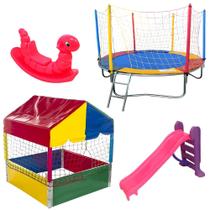 Diversão Completa Cama Elástica 2,30m Piscina de Bolinhas 1,00m Escorregador Médio Gangorra 1 Lugar Diversão Completa Cama Elástica 2,30m Piscina de Bolinhas 1,00m Escorregador Médio Gangorra 1 Lugar