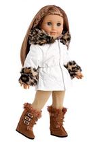 Diversão de Inverno - Roupa de 3 Peças - Ivory Parka com Leggings e Botas - Roupas de Boneca de 18 Polegadas (Boneca Não Incluída)