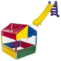 Diversão em Dobro Piscina de Bolinhas 1,00m Escorregador Médio Diversão em Dobro Piscina de Bolinhas 1,00m Escorregador Médio