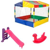 Diversão Garantida Piscina de Bolinhas 1,50m Escorregador Grande Gangorra 1 Lugar