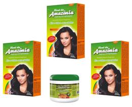 Divina Dama Amazonia Preto Natural Hene em Po 02x200gr + Creme Branco 02x500gr Incolor