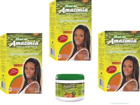 Divina Dama Castanho Escuro Hene em Po Amazonia 03x200gr + Creme Incolor 500gr Touca