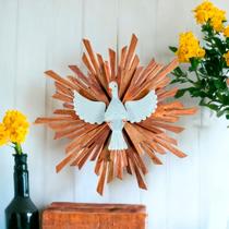 Divino Espírito Santo com Resplendor Grande Pintura Artesanal e Fé Decorativa