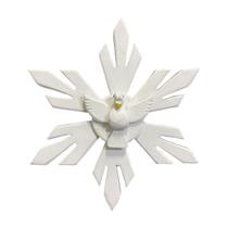 Divino Espírito Santo Madeira Branco Parede Resplendor 28cm - Príncipe da Paz