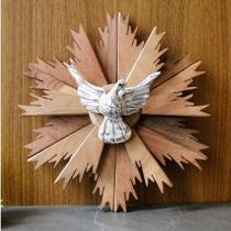 Divino Espírito Santo, madeira duplo 30cm, madeira e branco - Arte Relicário