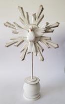 Divino Espírito Santo Pedestal em Madeira de Mesa 32 x 19 cm