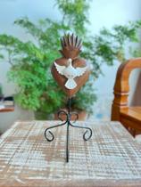 Divino Espírito Santo Pedestal em Madeira e Ferro de Mesa 32 cm
