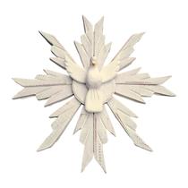 Divino Espírito Santo Rústico Em Madeira Branco Parede 38cm Decoração - Divinário