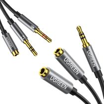 Divisor de áudio UGREEN de 3,5 mm para fones de ouvido com duas portas e microfone