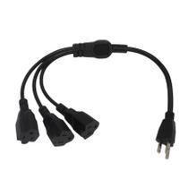 Divisor de cabo de alimentação Yilespq 0,5 m, 3 pinos, 3 tomadas, preto