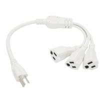 Divisor de extensão de cabo de alimentação Y de 3 vias e 0,5 m branco aprovado pela ETL