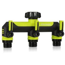 Divisor de mangueira de jardim ATAOSGR de 3 vias com válvulas liga/desliga e alça Divisor de mangueira de jardim ATAOSGR de 3 vias com válvulas liga/desliga e alça