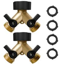 Divisor de mangueira de jardim ENNSOO, conector Y de 2 vias, latão, pacote com 2 Divisor de mangueira de jardim ENNSOO, conector Y de 2 vias, latão, pacote com 2