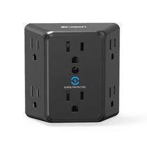 Divisor de parede com protetor de sobretensão Unidapt Black 6 Outlet 1800J