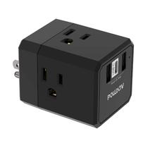 Divisor de saída POWSAV Cube com carregador USB C de 6 portas preto