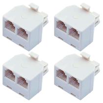Divisor de telefone, adaptador RF, 2 vias, conector de parede RJ11 6P4C, pacote com 4