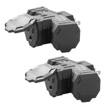 Divisor de tomada externo de 3 vias 1875W/15A ETL preto, pacote com 2 unidades Divisor de tomada externo de 3 vias 1875W/15A ETL preto, pacote com 2 unidades