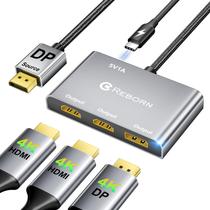 Divisor DisplayPort para HDMI duplo+adaptador DP 4K @60Hz