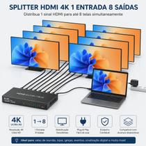 Divisor HDMI 1 Entrada 8 Saídas 4K Para TV Monitor Projetor Uso Profissional Entrega Ágil Divisor HDMI 1 Entrada 8 Saídas 4K Para TV Monitor Projetor Uso Profissional Entrega Ágil