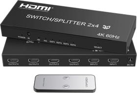 Divisor Switch E Splitter Hdmi 2x4 Hdmi 4k 60Hz
