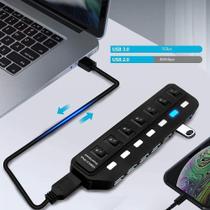 Divisor USB Hub USB 3.0 7 Porta Usb com switches individuais