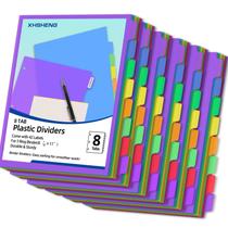 Divisores de fichário XHSHENG, divisores de arquivos de plástico de 8 abas, 6 conjuntos Divisores de fichário XHSHENG, divisores de arquivos de plástico de 8 abas, 6 conjuntos