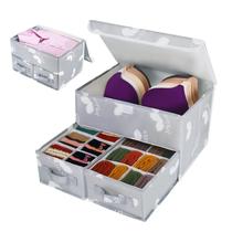 Divisória de gaveta de roupas íntimas EASEVE Sock organizadores de armários e organizadores de cômodas, caixas de armazenamento de roupas com tampa para sutiã, leggings, camisa e calcinha (1 pacote, cinza)