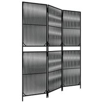 Divisória de quarto vidaXL Black Poly Rattan 3 painéis internos/externos