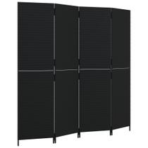 Divisória de quarto vidaXL Black Poly Rattan 4 painéis 77,2 x 70,9 cm