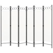 Divisória de quarto vidaXL de 6 painéis industrial moderna branca creme