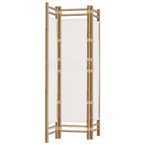 Divisória de quarto vidaXL dobrável de 3 painéis em bambu com tela creme