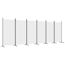 Divisória de quarto vidaXL, tecido branco de 6 painéis, fácil de dobrar
